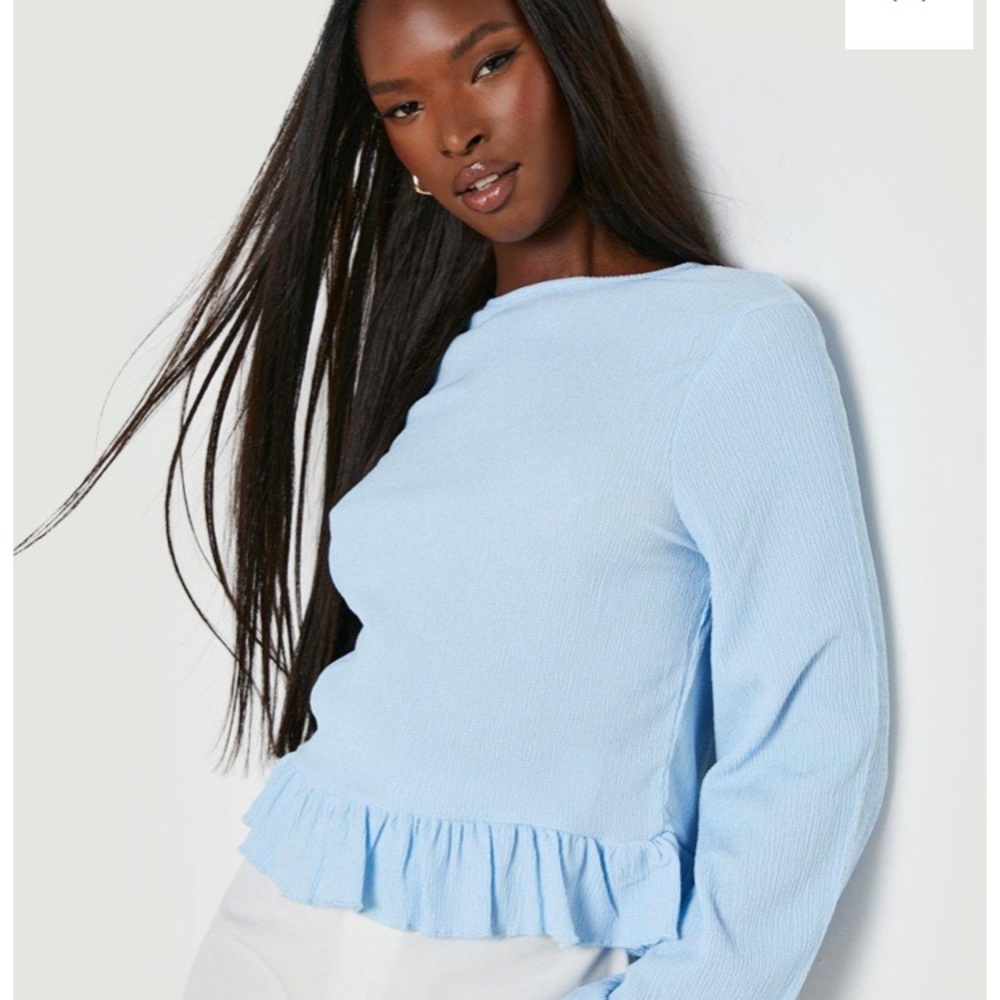 BooHoo Cropped Top with Ruffle Hem - Picture 2 of 9